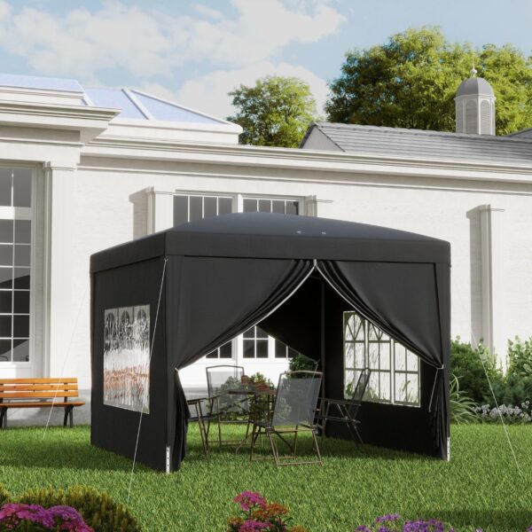 Pop Up Gazebo 3x3m Water & UV Resistant Black